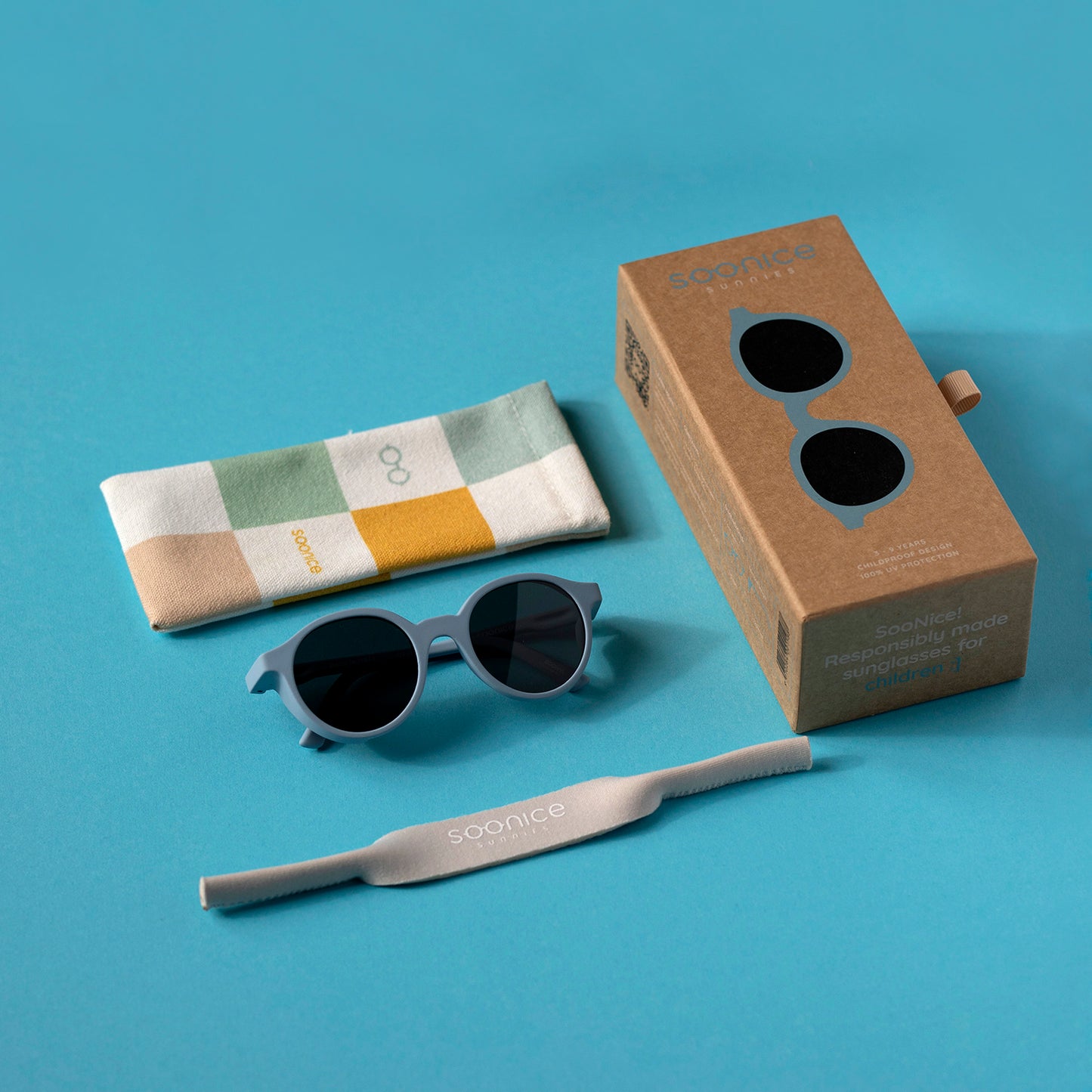 SOONICE Kindersonnenbrille auch über die eigene Korrektur-Brille tragbar - Farbe blau