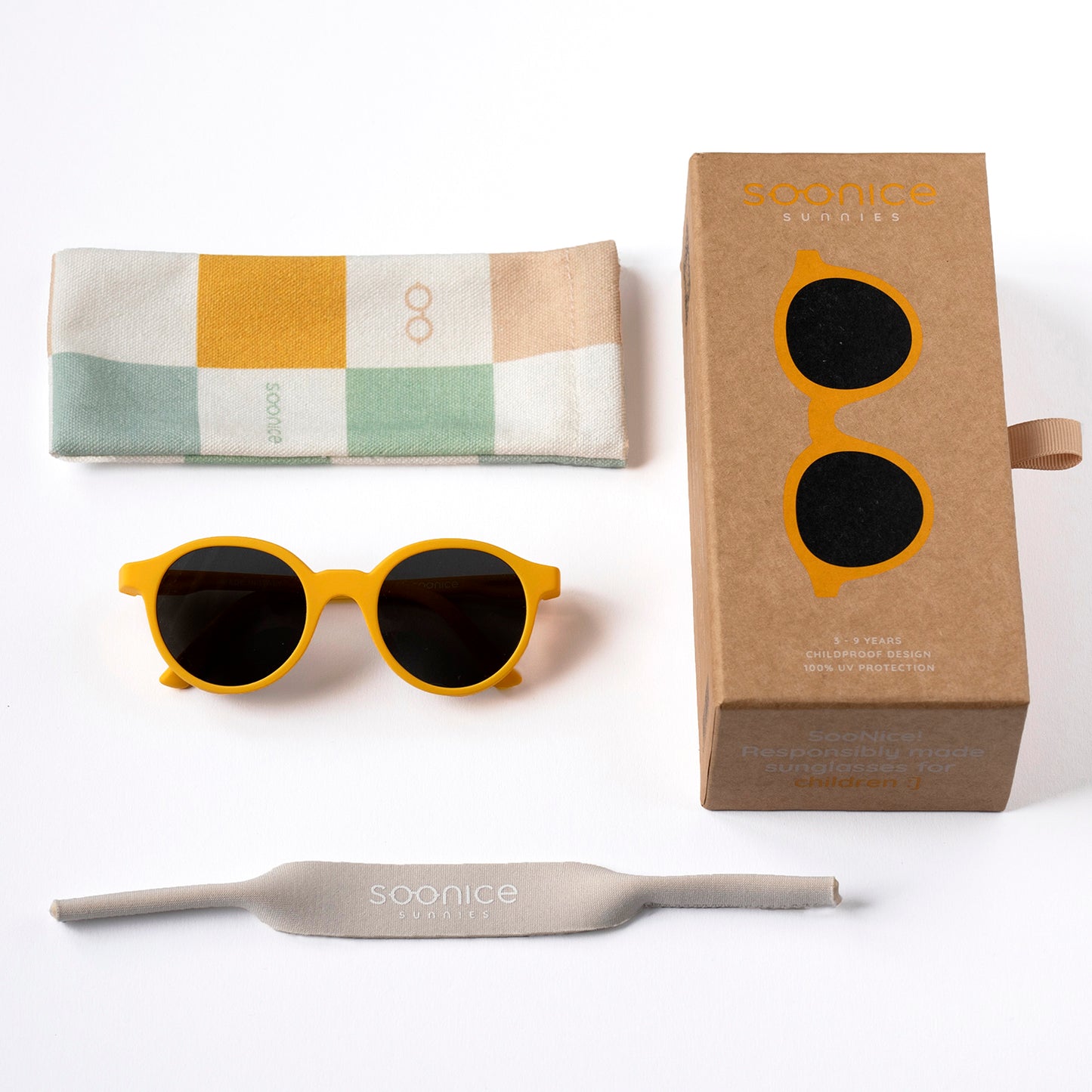 SOONICE Kindersonnenbrille auch über die eigene Korrektur-Brille tragbar - Farbe Gelb