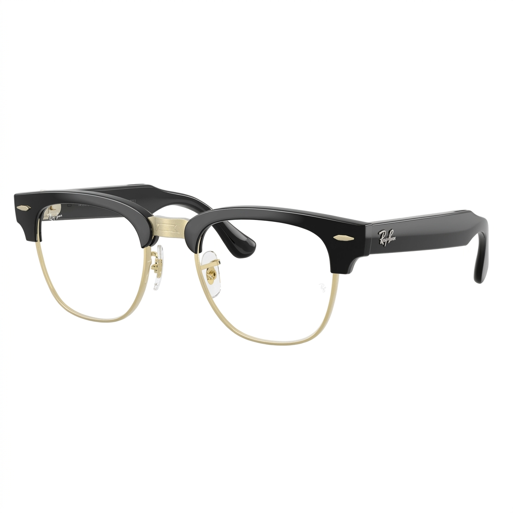 Ray-Ban Meta Audio Clubmaster 601/1M Schwarz auf weissem Hintergrund